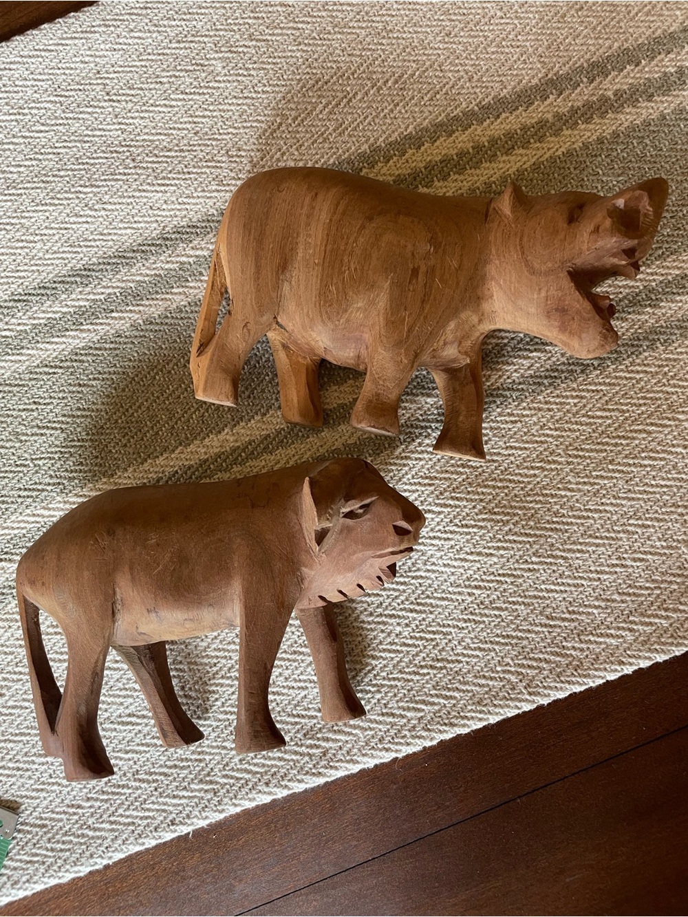 hand-carved vintage African animals decor